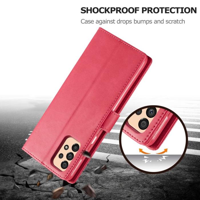 LC.imeeke - LC.IMEEKE Textured Leather Wallet Fodral Samsung Galaxy A33 5G - Röd