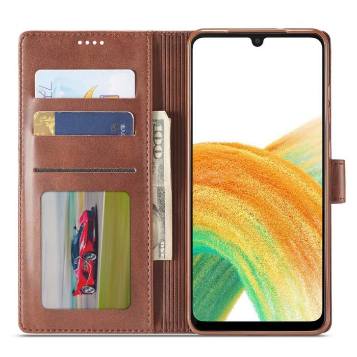 LC.imeeke - LC.IMEEKE Textured Leather Wallet Fodral Samsung Galaxy A33 5G - Röd