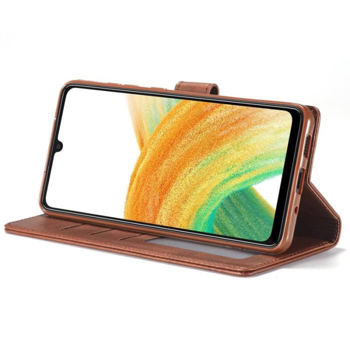 LC.imeeke - LC.IMEEKE Textured Leather Wallet Fodral Samsung Galaxy A33 5G - Röd