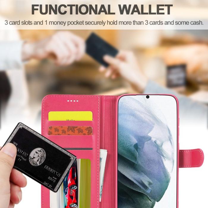 LC.imeeke - LC.IMEEKE Wallet Design Fodral för Samsung Galaxy S21 FE - Äkta läder - Rosa