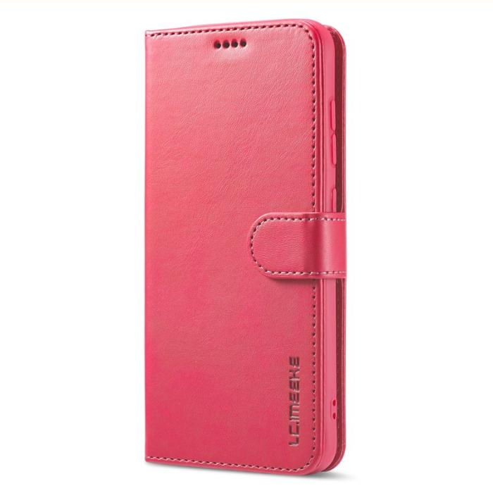 LC.imeeke - LC.IMEEKE Wallet Design Fodral för Samsung Galaxy S21 FE - Äkta läder - Rosa