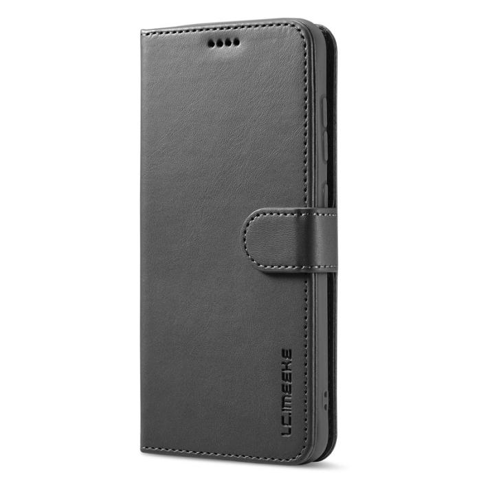 LC.imeeke - LC.IMEEKE Wallet Design Fodral för Samsung Galaxy S21 FE - Äkta läder - Svart