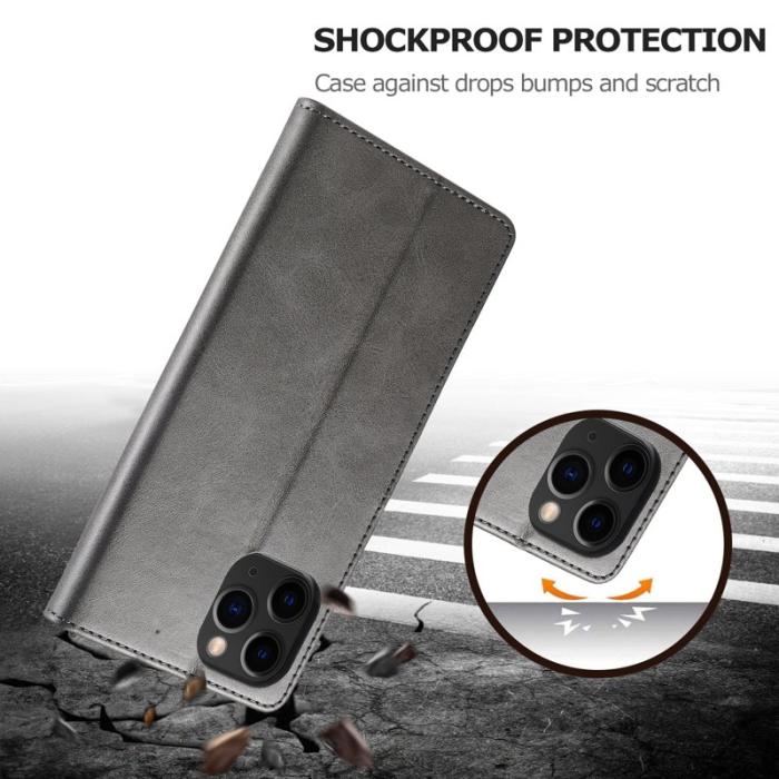 LC.imeeke - LC.IMEEKE Wallet Design Fodral i Äkta läder - Grå för iPhone 13 Pro