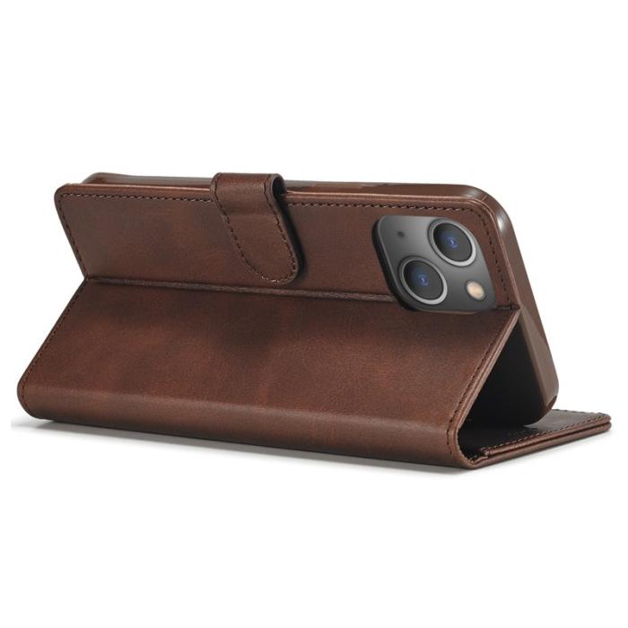LC.imeeke - LC.IMEEKE Wallet Fodral för iPhone 15 Plus - Äkta läder - Brun