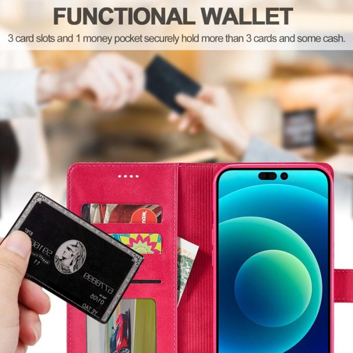 LC.imeeke - LC.IMEEKE Wallet Fodral för iPhone 15 Plus - Äkta läder - Rosa