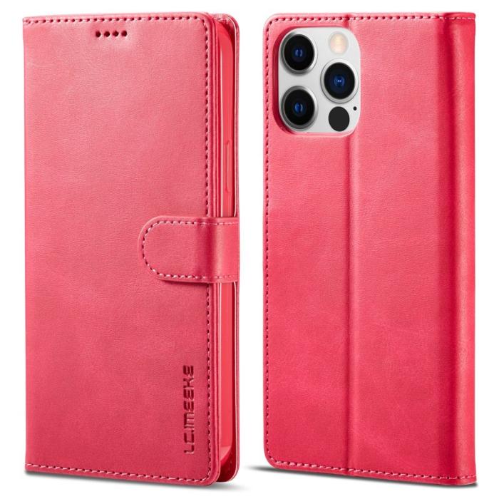 LC.imeeke - LC.IMEEKE Wallet Fodral för iPhone 15 Pro - Äkta läder - Rosa