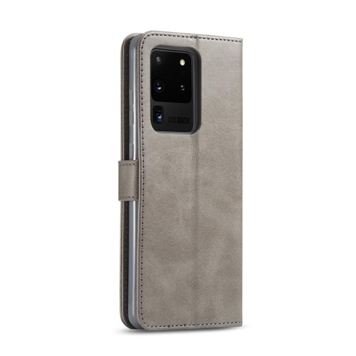 LC.imeeke - LC.IMEEKE Wallet Fodral för Samsung Galaxy S20 Ultra - Äkta läder - Grå