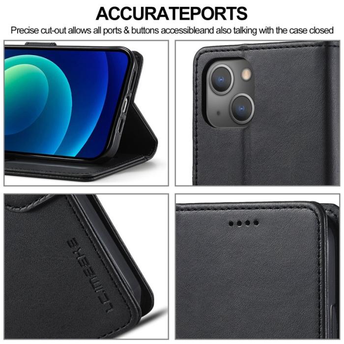 LC.imeeke - LC.IMEEKE Wallet Fodral iPhone 15 Plus - Konstläder - Svart