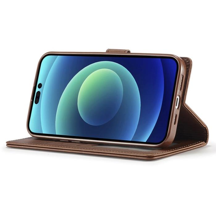 LC.imeeke - LC.IMEEKE Wallet Fodral iPhone 15 Pro - PU Läder - Brun