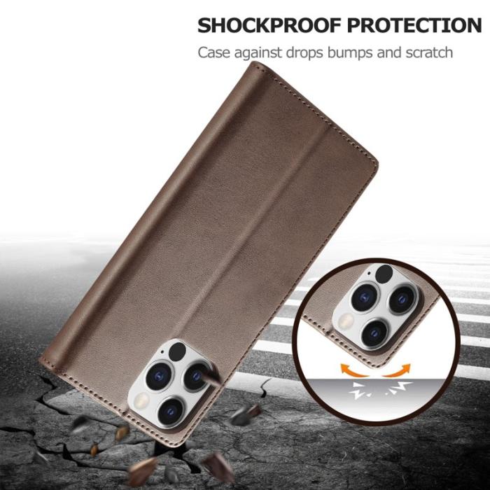 LC.imeeke - LC.IMEEKE Wallet Fodral iPhone 15 Pro - PU Läder - Brun