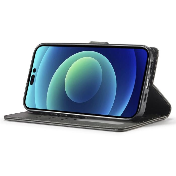 LC.imeeke - LC.IMEEKE Wallet Fodral iPhone 15 Pro PU Läder - Svart