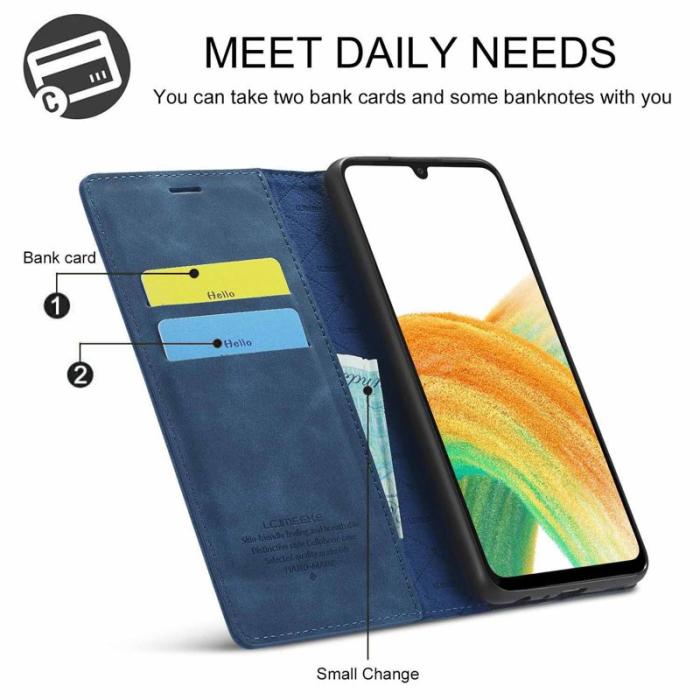 LC.imeeke - LC.IMEEKE Wallet Fodral Samsung Galaxy A33 5G - PU Läder - Blå