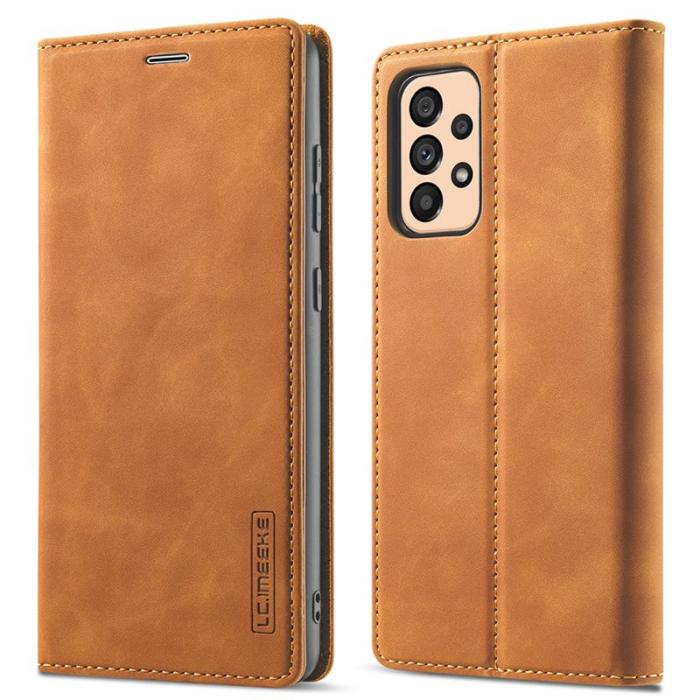 LC.imeeke - LC.IMEEKE Wallet Fodral Samsung Galaxy A33 5G - PU Läder - Brun