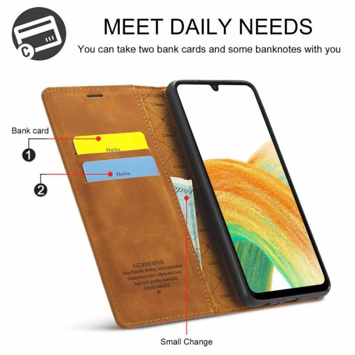 LC.imeeke - LC.IMEEKE Wallet Fodral Samsung Galaxy A33 5G - PU Läder - Brun