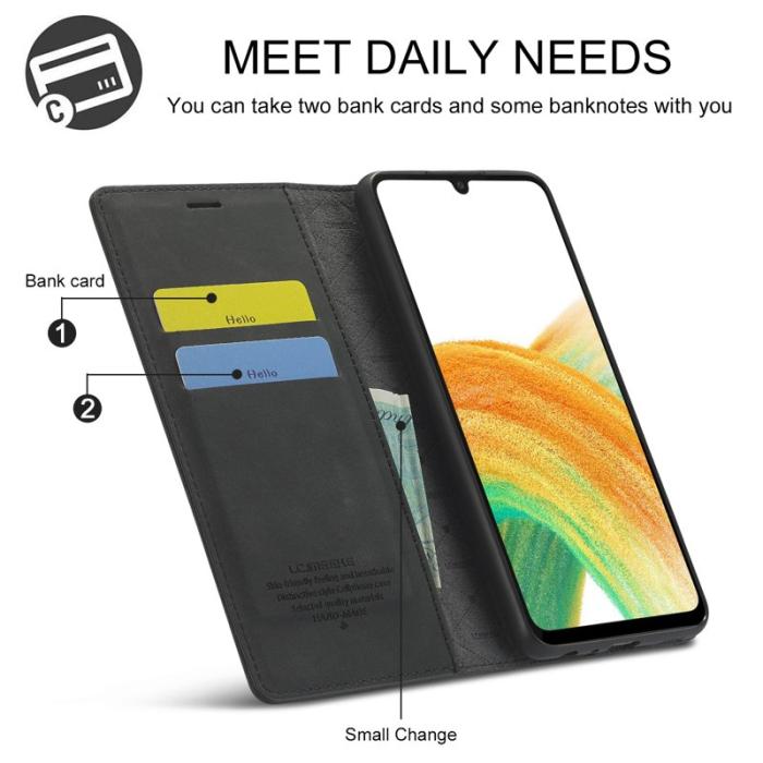 LC.imeeke - LC.IMEEKE Wallet Fodral Samsung Galaxy A33 5G - PU Läder - Svart