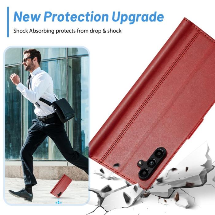 LC.imeeke - LC.IMEEKE Wallet Fodral Samsung Galaxy A34 5G PU Läder - Röd
