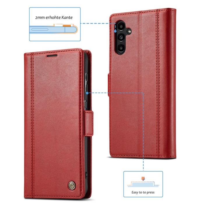 LC.imeeke - LC.IMEEKE Wallet Fodral Samsung Galaxy A34 5G PU Läder - Röd