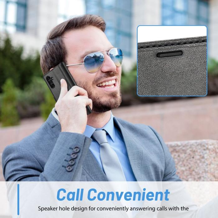 LC.imeeke - LC.IMEEKE Wallet Fodral Samsung Galaxy A34 5G - PU Läder - Svart