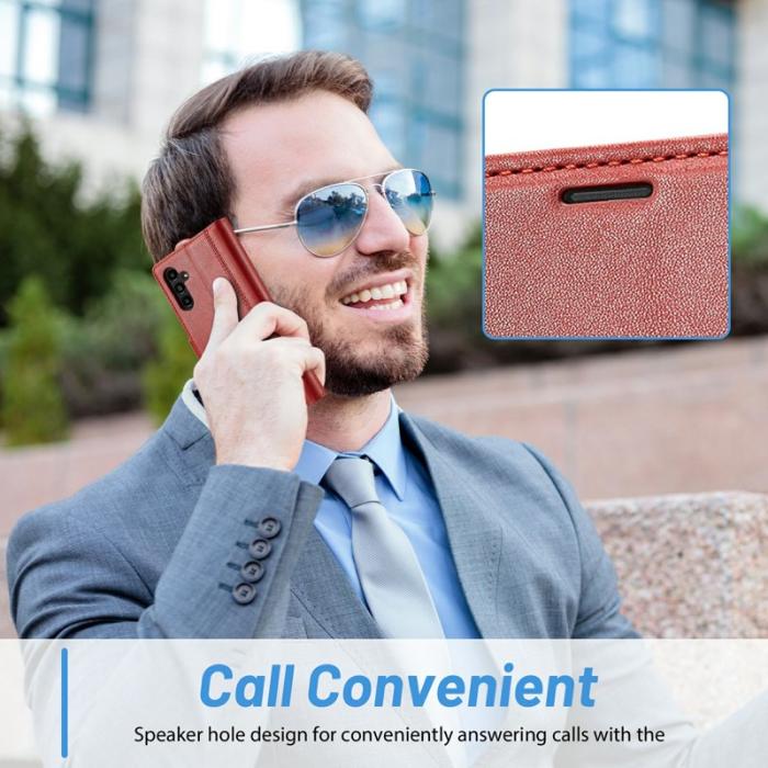 LC.imeeke - LC.IMEEKE Wallet Fodral Samsung Galaxy A35 5G PU Läder - Röd