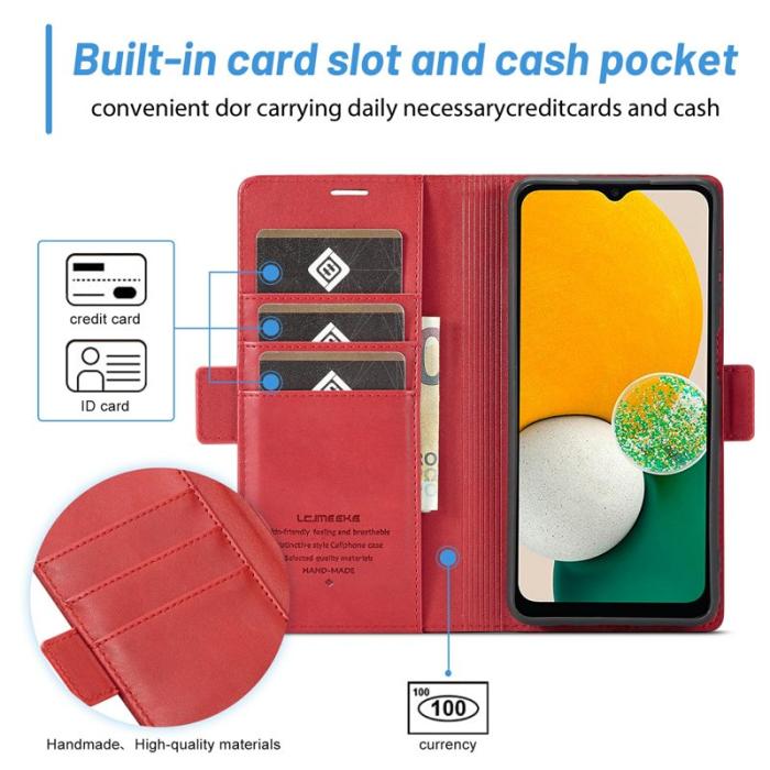 LC.imeeke - LC.IMEEKE Wallet Fodral Samsung Galaxy A35 5G PU Läder - Röd