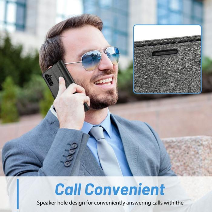 LC.imeeke - LC.IMEEKE Wallet Fodral Samsung Galaxy A35 5G PU Läder - Svart