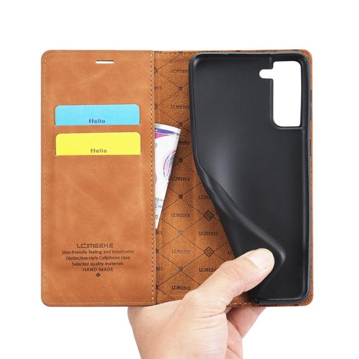 LC.imeeke - LC.IMEEKE Wallet Fodral Samsung Galaxy S22+ 5G - Konstläder - Brun