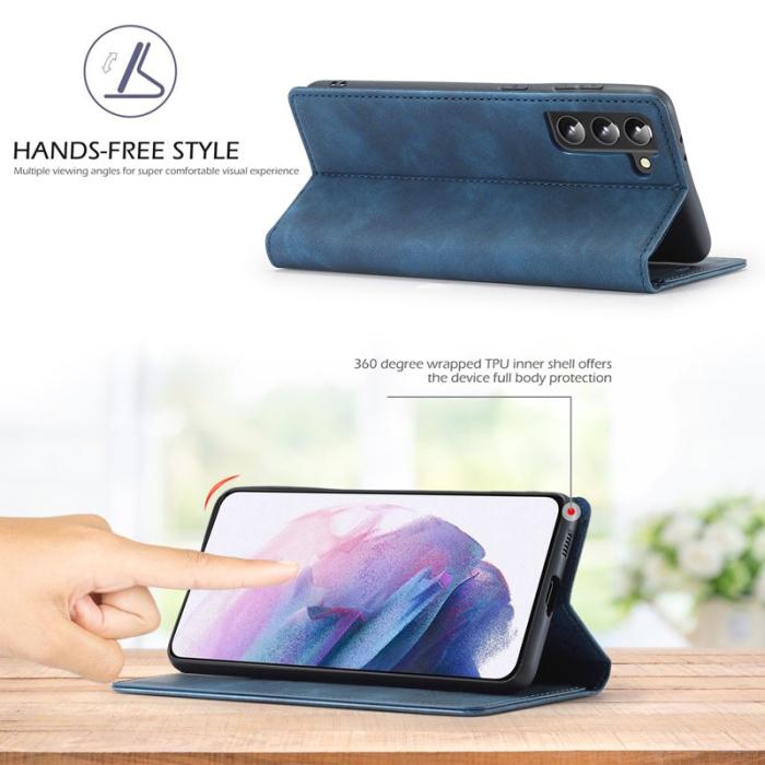 LC.imeeke - LC.IMEEKE Wallet Fodral Samsung Galaxy S22+ 5G - PU Läder - Blå