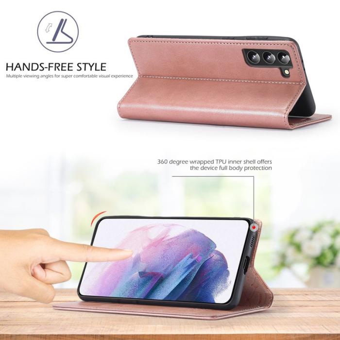 LC.imeeke - LC.IMEEKE Wallet Fodral Samsung Galaxy S22+ 5G - PU Läder - Rosa