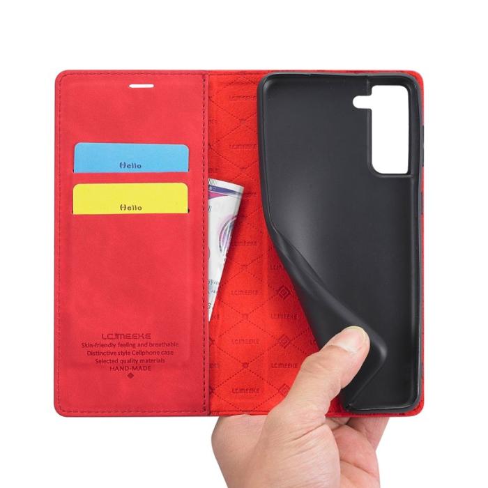 LC.imeeke - LC.IMEEKE Wallet Fodral Samsung Galaxy S22+ 5G - Röd PU Läder