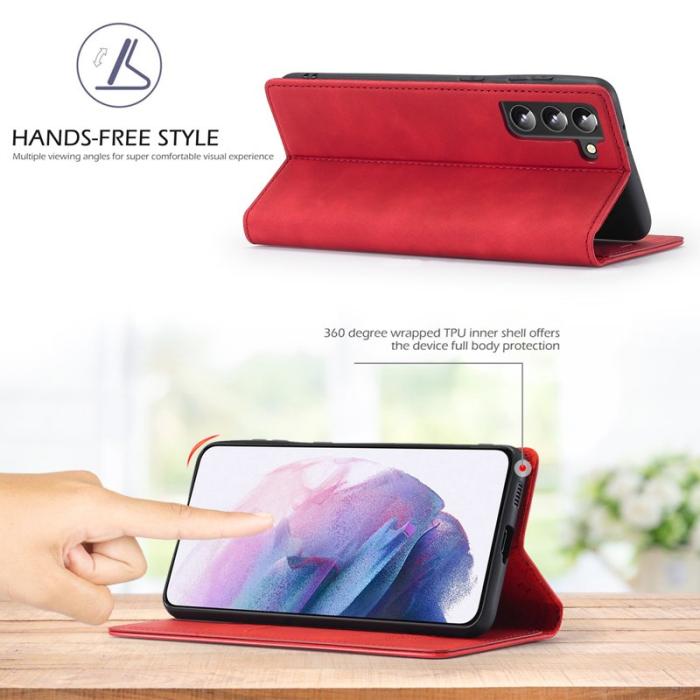 LC.imeeke - LC.IMEEKE Wallet Fodral Samsung Galaxy S22+ 5G - Röd PU Läder