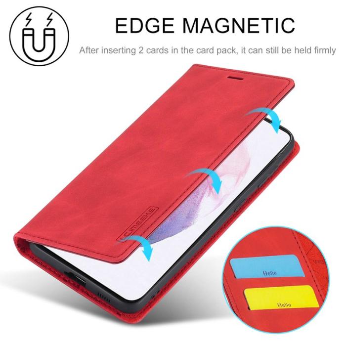 LC.imeeke - LC.IMEEKE Wallet Fodral Samsung Galaxy S22+ 5G - Röd PU Läder