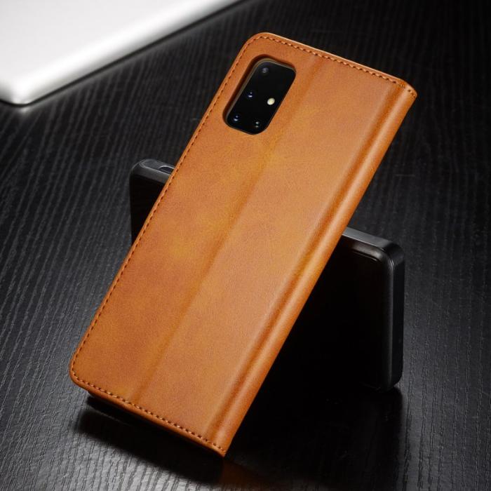 LC.imeeke - LC.IMEEKE Wallet Skal för Samsung Galaxy A71 5G - Äkta läder - Brun