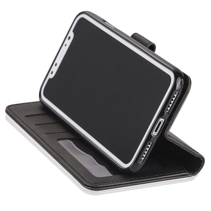 LC.imeeke - LC.IMEEKE Wallet Stand Fodral för iPhone X - Äkta läder - Svart