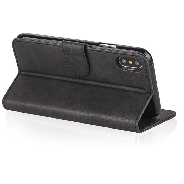 LC.imeeke - LC.IMEEKE Wallet Stand Fodral för iPhone X - Äkta läder - Svart