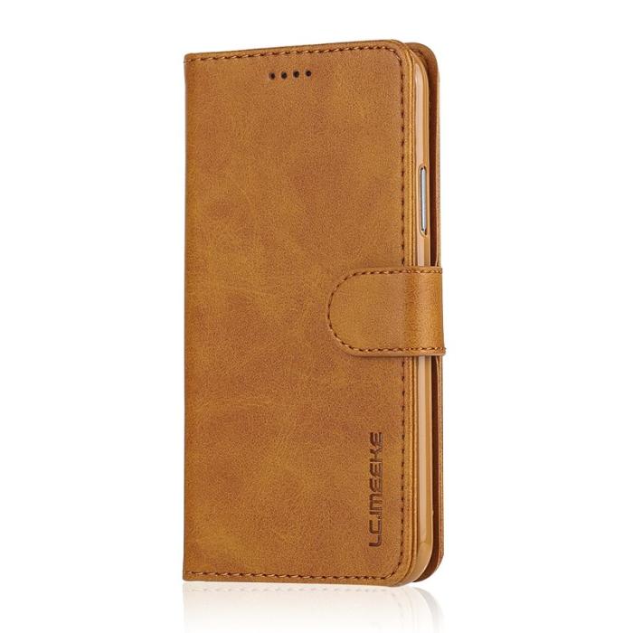 LC.imeeke - LC.IMEEKE Wallet Stand Fodral i Äkta Läder för iPhone X - Brun