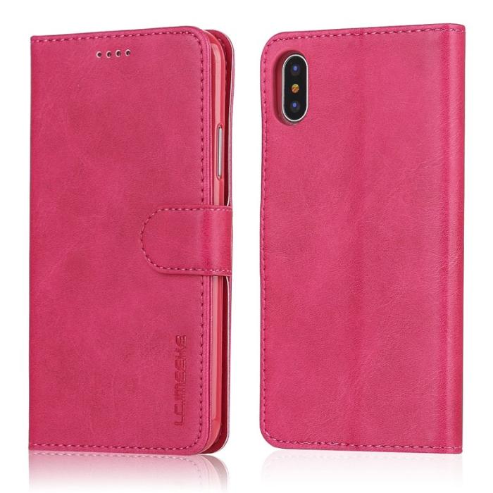 LC.imeeke - LC.IMEEKE Wallet Stand Fodral i Äkta läder - Rosa för iPhone X/10