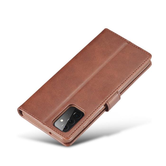 LC.imeeke - LC.IMEEKE Wallet Stand Skal Äkta läder - Kaffe för Samsung Galaxy A72 5G