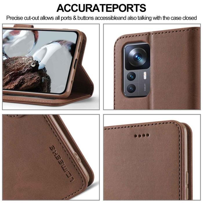 LC.imeeke - LC.IMEEKE Xiaomi 12T 5G Fodral Äkta läder - Brun