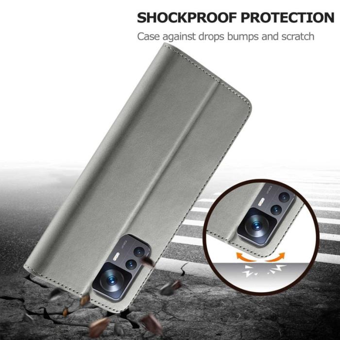 LC.imeeke - LC.IMEEKE Xiaomi 12T 5G Fodral Äkta läder - Grå