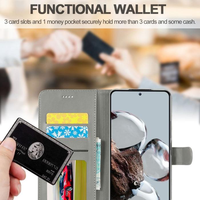 LC.imeeke - LC.IMEEKE Xiaomi 12T 5G Fodral Äkta läder - Grå