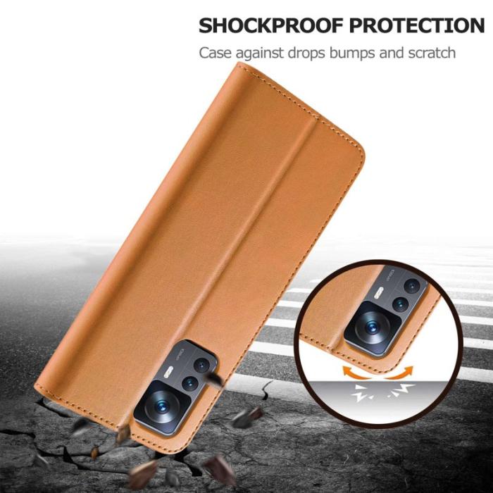 LC.imeeke - LC.IMEEKE Xiaomi 12T 5G Fodral Äkta läder - Ljusbrun