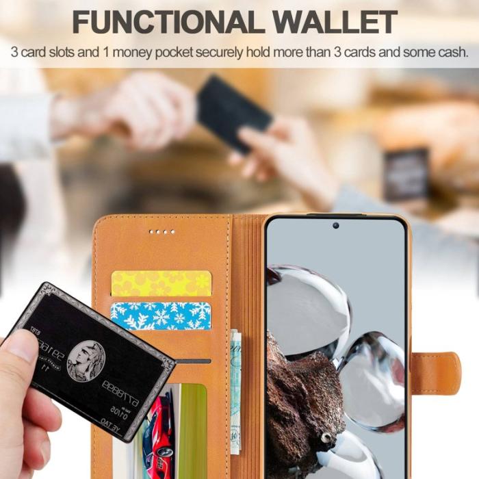 LC.imeeke - LC.IMEEKE Xiaomi 12T 5G Fodral Äkta läder - Ljusbrun