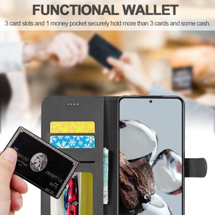 LC.imeeke - LC.IMEEKE Xiaomi 12T 5G Fodral Äkta läder - Svart