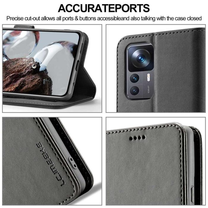 LC.imeeke - LC.IMEEKE Xiaomi 12T 5G Fodral Äkta läder - Svart
