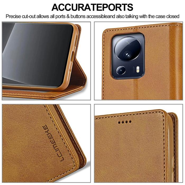 LC.imeeke - LC.IMEEKE Xiaomi 13 Lite Fodral PU Läder - Ljusbrun