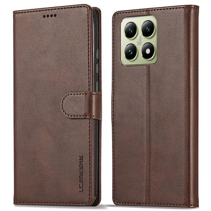 LC.imeeke - LC.IMEEKE Xiaomi 14T Fodral Äkta läder - Brun