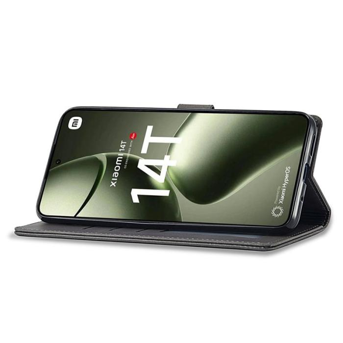 LC.imeeke - LC.IMEEKE Xiaomi 14T Fodral Äkta läder - Grå