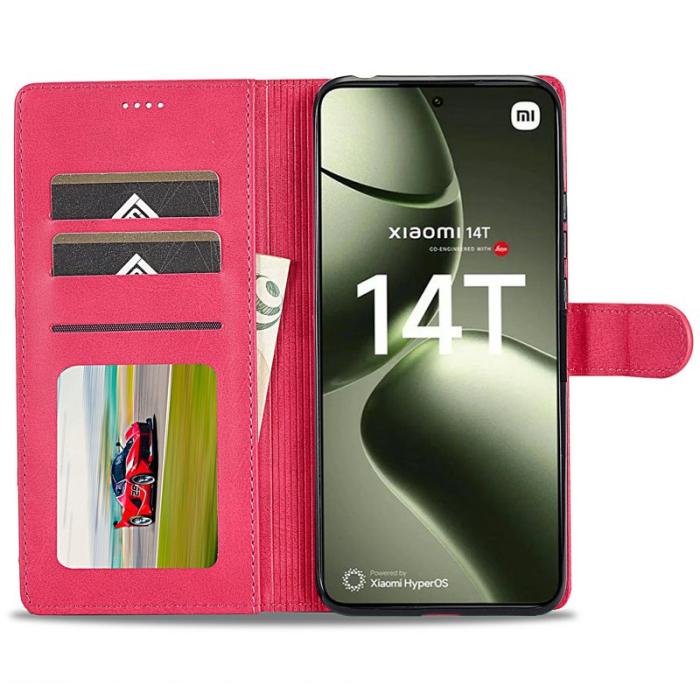 LC.imeeke - LC.IMEEKE Xiaomi 14T Fodral Äkta läder - Rose