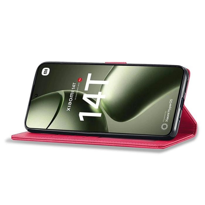 LC.imeeke - LC.IMEEKE Xiaomi 14T Fodral Äkta läder - Rose