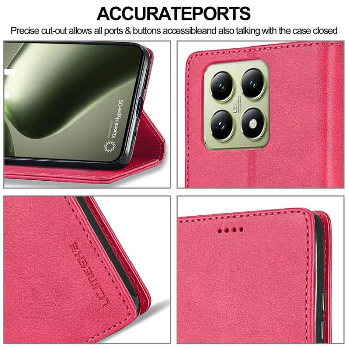 LC.imeeke - LC.IMEEKE Xiaomi 14T Fodral Äkta läder - Rose
